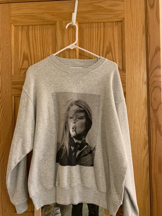 Anine Bing Sweaters - Anine Bing Grey Bridgitte Bardot Graphic Crewneck Sweatshirt - Women's